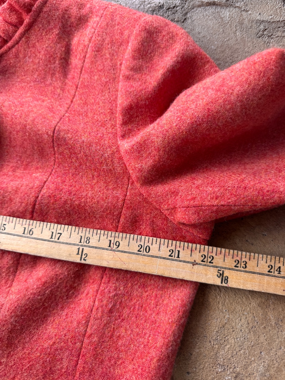 Talbots Petites 16P Wool Blend Ruffle Trim Jacket Coral Pink Button Front Lined - Picture 13 of 15